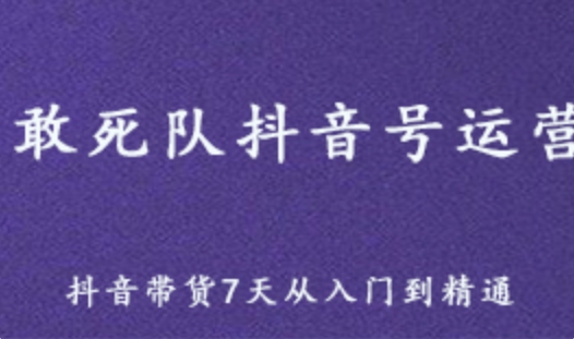 抖音运营教学【敢死队】抖音带货7天从入门到精通教程 百度网盘资源打包下载